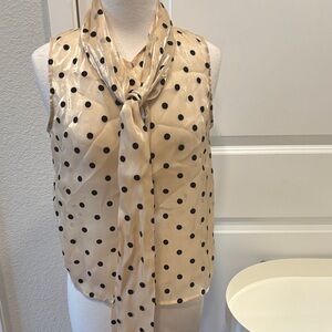 EUC Joie Sheer Champagne Polka Dot Tank